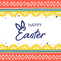 Wall Mural - Happy Easter. Greeting card with ornaments. Painted egg pattern. Vector illustration