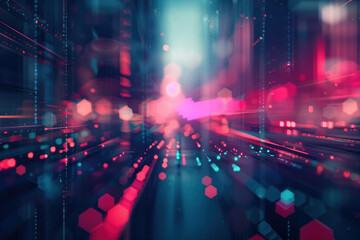 Poster - abstract background with with blurred night city lights. a slide background for showcasing digital c