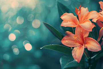 Poster - Bouquet of lilies. A slide background for showcasing creative content. Background image. Created with Generative AI technology.