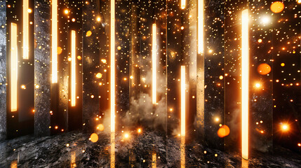 Canvas Print - Golden Sparkle and Glitter, Festive Background with Bright Lights, Celebratory and Magical Holiday Ambiance