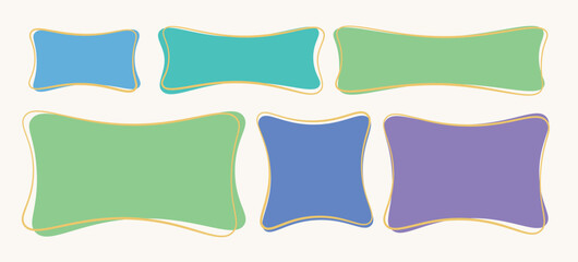 Wall Mural - a set of hand drawn doodle blank text frames. colored text box. empty speech bubbles on white backgr