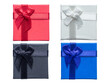 Set of Assorted Colors Gift Boxes with Ribbons Isolated on Transparent Png Background. Top view