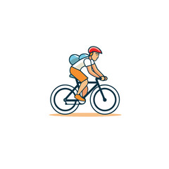 Wall Mural - Cyclist flat color vector icon. Cyclist riding a bicycle