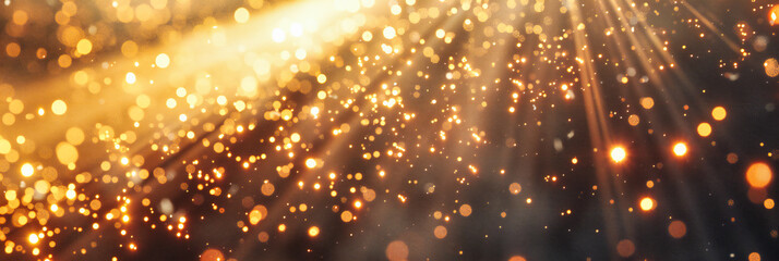 Wall Mural - Golden Glitter and Bokeh, Festive and Magical Background, Abstract Shiny and Sparkling Design Concept