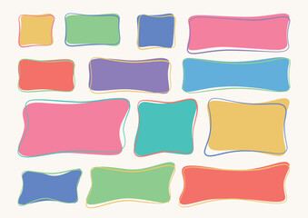 Wall Mural - a set of hand drawn doodle blank text frames. colored text box. empty speech bubbles on white backgr