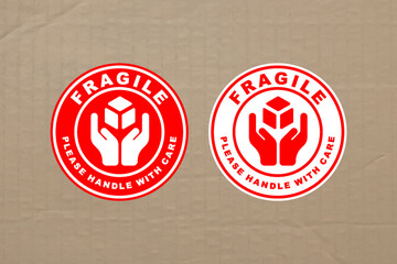 Wall Mural - Fragile handle with care sticker and poster for delivery service vector design