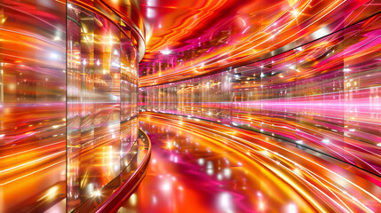 Canvas Print - Fast Light Tunnel, Abstract Neon Motion, Colorful Speed Effect in a Futuristic Design Concept