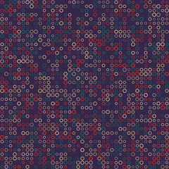 Poster - Seamless geometric pattern. Rings in multiple colors. Muted purple, dusty pink, deep mauve. Creative vector illustration.