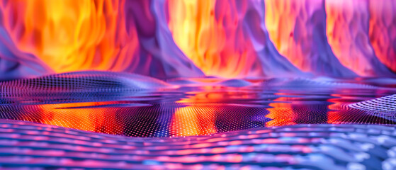 Poster - Abstract Flame Pattern, Intense Heat and Energy, Artistic Fire Design with Vibrant Colors