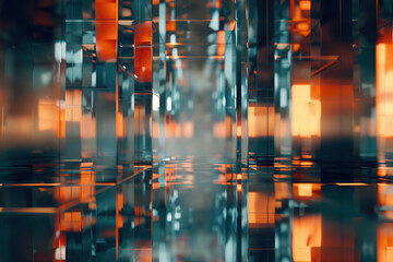 Poster - Abstract background with reflections and caustics. Futuristic background image. Created with Generative AI technology.