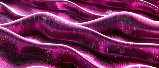 Poster - Luxurious Textile Waves in Silk and Satin. Colorful Fabric Background with Shiny Purple and Pink Folds