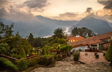 Wall Mural - Monserrate at dusk, Bogota, HDR Image