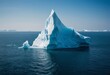 A huge iceberg that broke off from Antarctica is floating in the ocean. The problem of climate change due to global warming