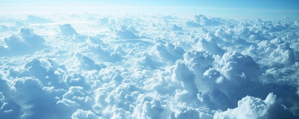 Heavy blue clouds on sky. Clouds from plane view.