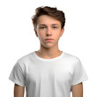 Young man in a white t shirt isolated on a white background