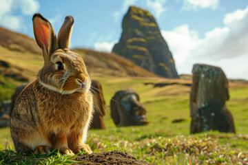 Wall Mural - easter island bunny