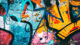 Fototapeta  - Vibrant urban graffiti street art on wall background