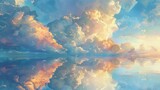 Fototapeta  - Portray the ethereal beauty of cloud patterns at high noon, where the sun plays hide and seek with the floating shapes