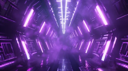 modern corridor neon purple tunnel