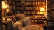 Within a quaint bookstore, readers find solace in a cozy reading nook, AI generated