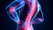 human vertebrae spinal column intervertebral discs glowing highlighted curvature of the spine