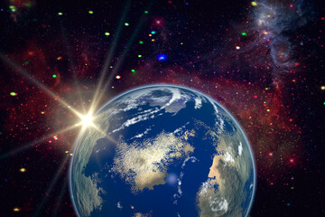 Wall Mural - highly detailed epic sunrise from space. the elements of this image furnished by nasa.