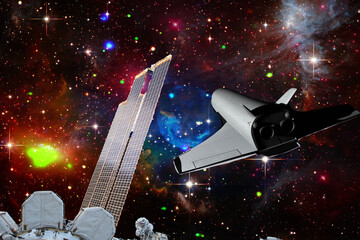 Wall Mural - spaceships in space. science theme. the elements of this image furnished by nasa.