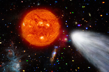 Wall Mural - comet flying through space. the elements of this image furnished by nasa.
