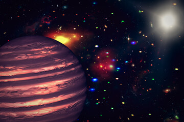 Wall Mural - planets and galaxies in a free space. the elements of this image furnished by nasa.