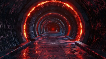 red fire tunnel corridor