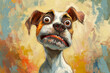 Humorous and exaggerated dog caricature, fun twist on pet portrait