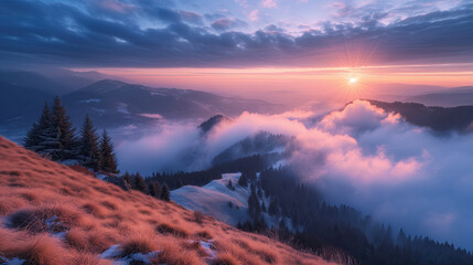 Wall Mural - sunset in the mountains