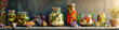 a rustic shelf with jars full of pickles and fermeted vegetables web banner 