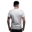back view of man in white t shirt isolated on black background