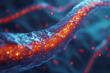 Angioplasty 3D rendering illustration. Deployed Stent within a diseased artery or blood vessel clogged by cholesterol