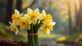 Narcyzy, piękne żółte wiosenne kwiaty. Bukiet kwiatów