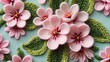 crochet pink cherry blossom flower background details