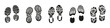 Boots footprints human shoes icon collection. Set of black prints of shoes. Black imprint soles shoes icon collection. Set of footprints stamped icons