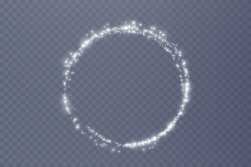 Wall Mural - magical light circle from holiday glitter white dust png. festive abstract abstract circular frame w