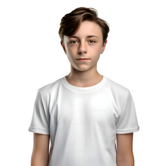 Wall Mural - portrait of a young man in a white t shirt on a white background