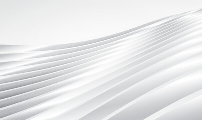 Poster - Abstract White Architecture Curved Shapes Background. Futuristic curvy landscape. 3D metal striped pattern. Silver chrome lines, modern stripes background. Futuristic Building design. Vector EPS10.