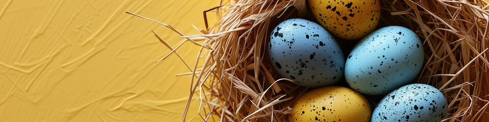 Wall Mural - easter eggs in a basket