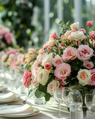 Poster - wedding table setting with flowers