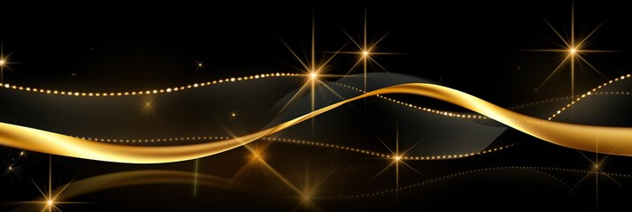 Poster - A mesmerizing black and gold background filled with twinkling stars, creating a celestial symphony of light and color