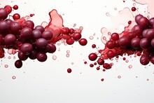A collection of vibrant red grapes suspended in the air, appearing weightless and floating gracefully in midair