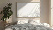 © Mystic - Minimalist Bedroom with Blank Wall Frame Mockup