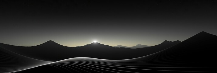 Aufkleber - A striking black and white scene capturing the immense beauty of a dramatic mountain range, showcasing towering peaks and deep valleys
