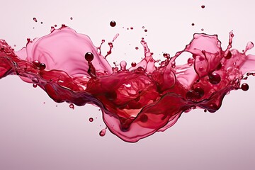 Poster - Abstract red liquid splash with dynamic motion on a pink background