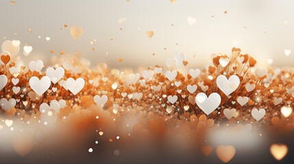 Leinwandbilder - Romantic Valentine's Day background with floating gold and white hearts