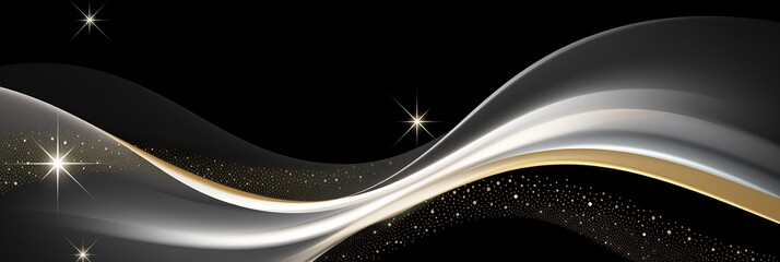Poster - A mesmerizing display of intricate white and gold swirls dancing elegantly against a stark black background
